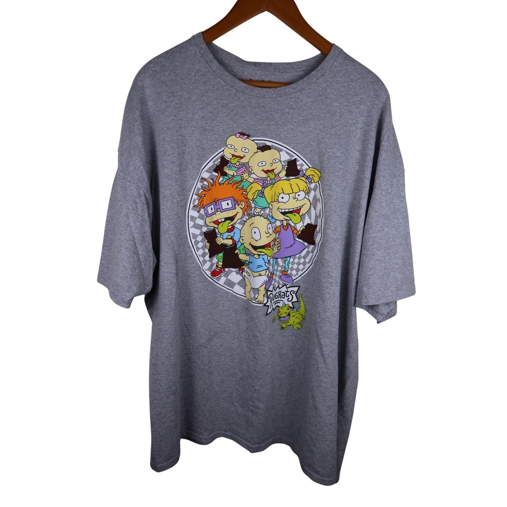 Nickelodeon Rugrats Mens Graphic T-Shirt Gray Short Sleeve 90s Retro Size 3X